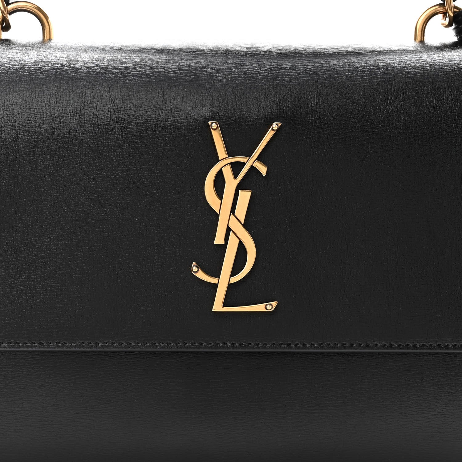 Saint Laurent Smooth Calfskin Medium Monogram Sunset Satchel Black 6 of 9