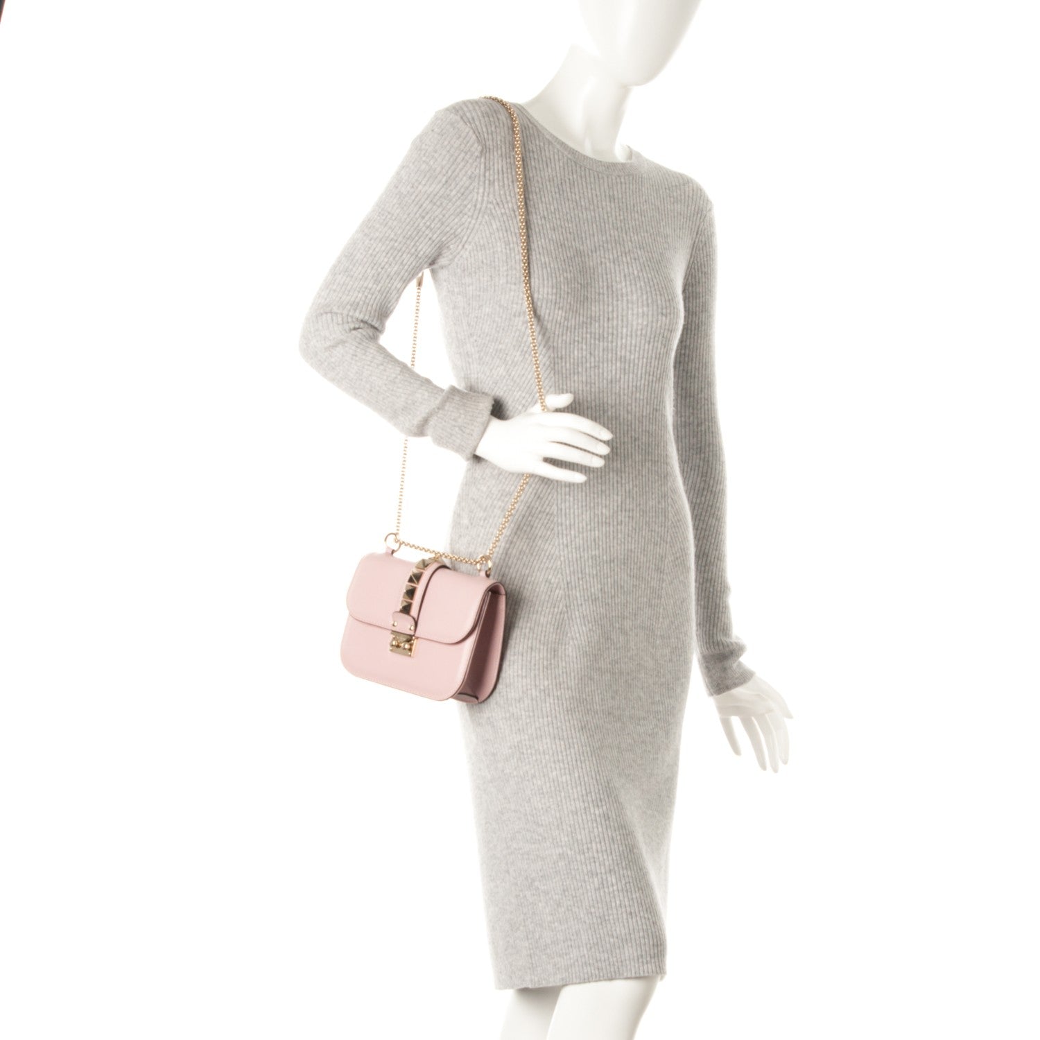 Valentino Garavani Vitello Small Glam Lock Rockstud Flap Water Rose 2 of 7