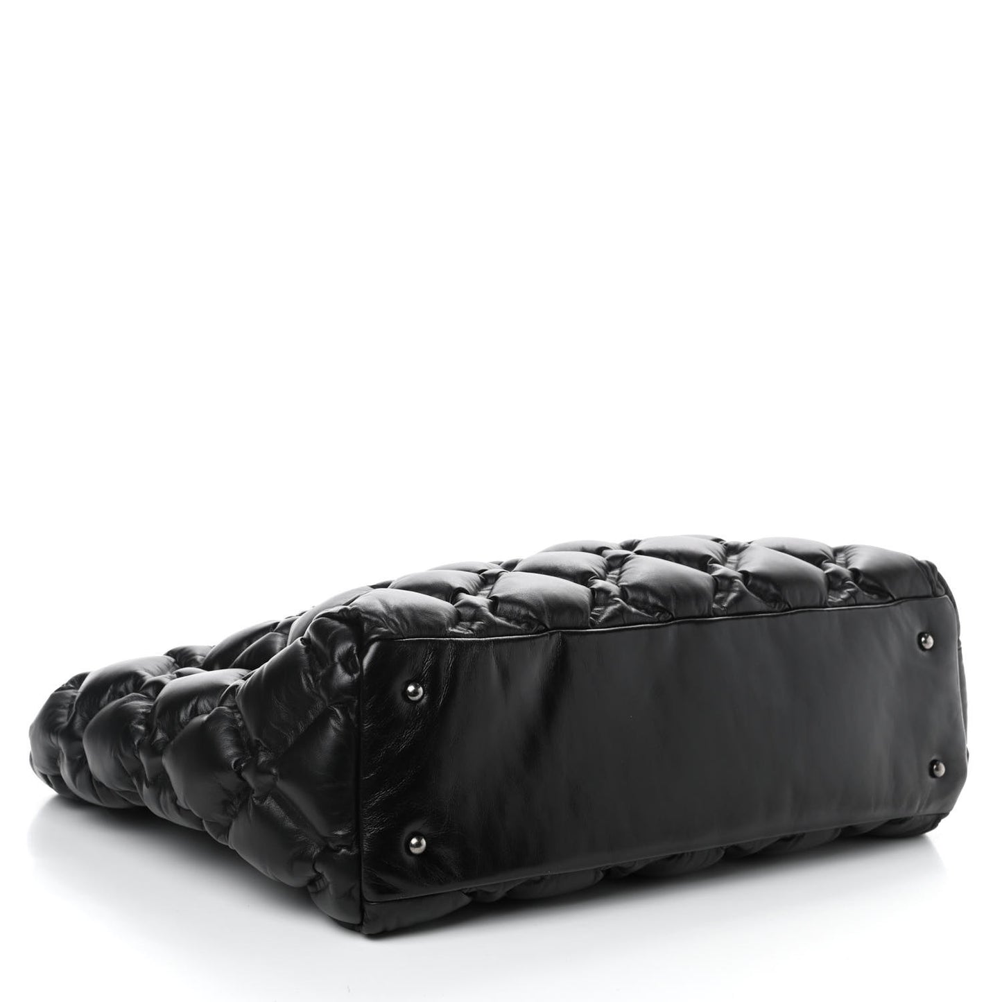 Calfskin Quilted Large Chesterfield Tote Black