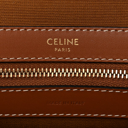 Celine Triomphe Canvas Calfskin Large Boston Bag Tan 6 of 10