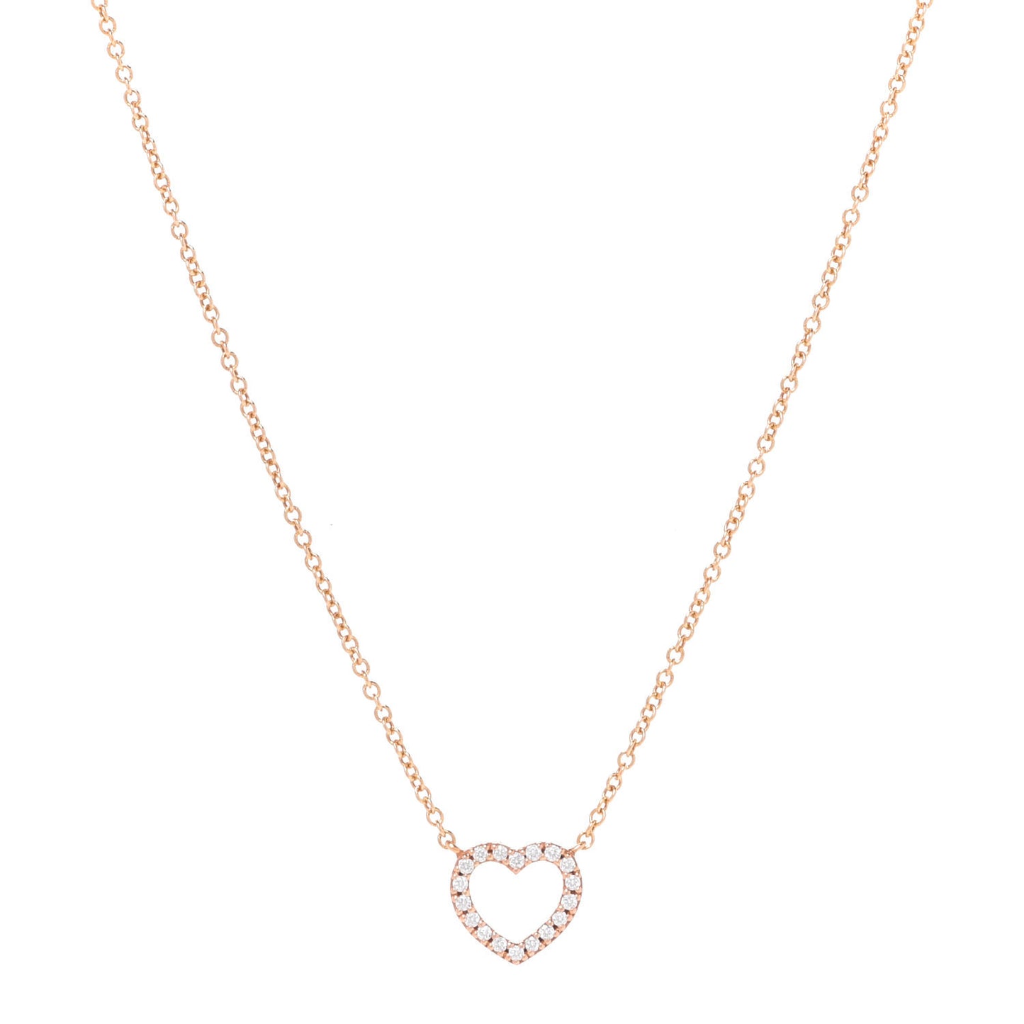 18K Rose Gold Diamond Metro Heart Pendant Necklace