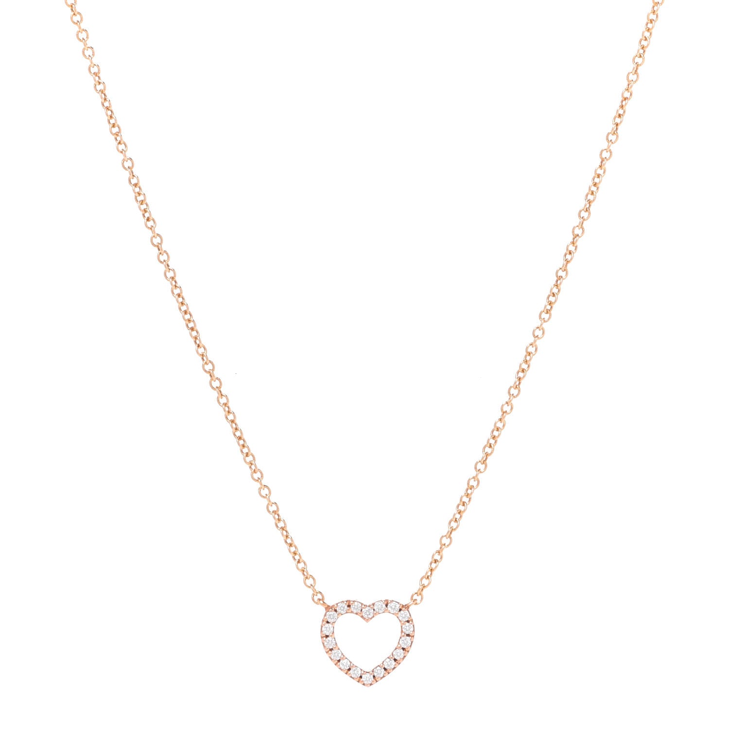 Tiffany 18K Rose Gold Diamond Metro Heart Pendant Necklace 1 of 6