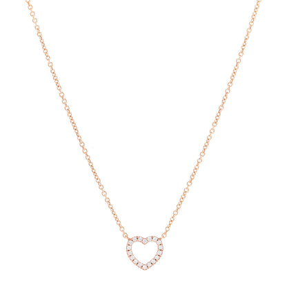 Tiffany 18K Rose Gold Diamond Metro Heart Pendant Necklace 1 of 6