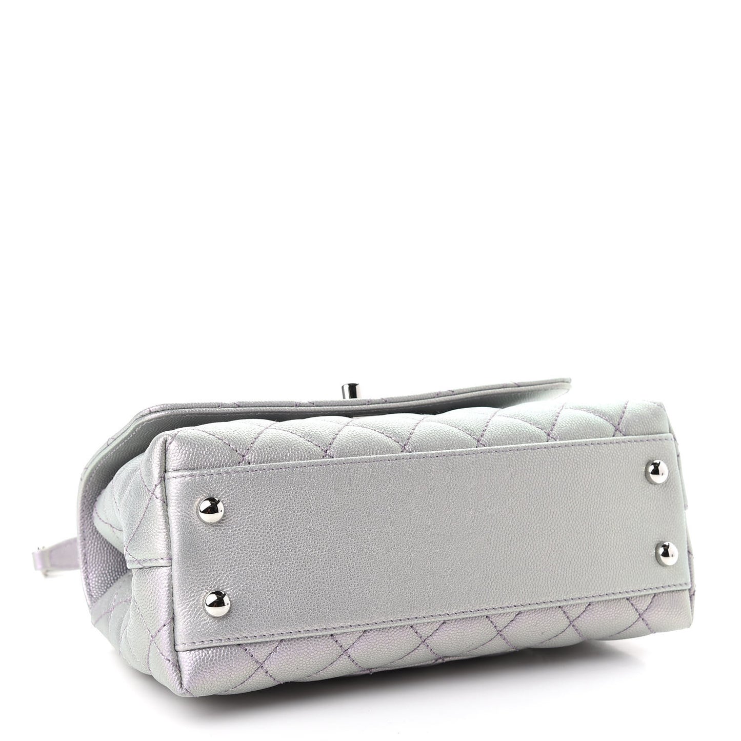 Iridescent Caviar Quilted Mini Coco Handle Flap Purple