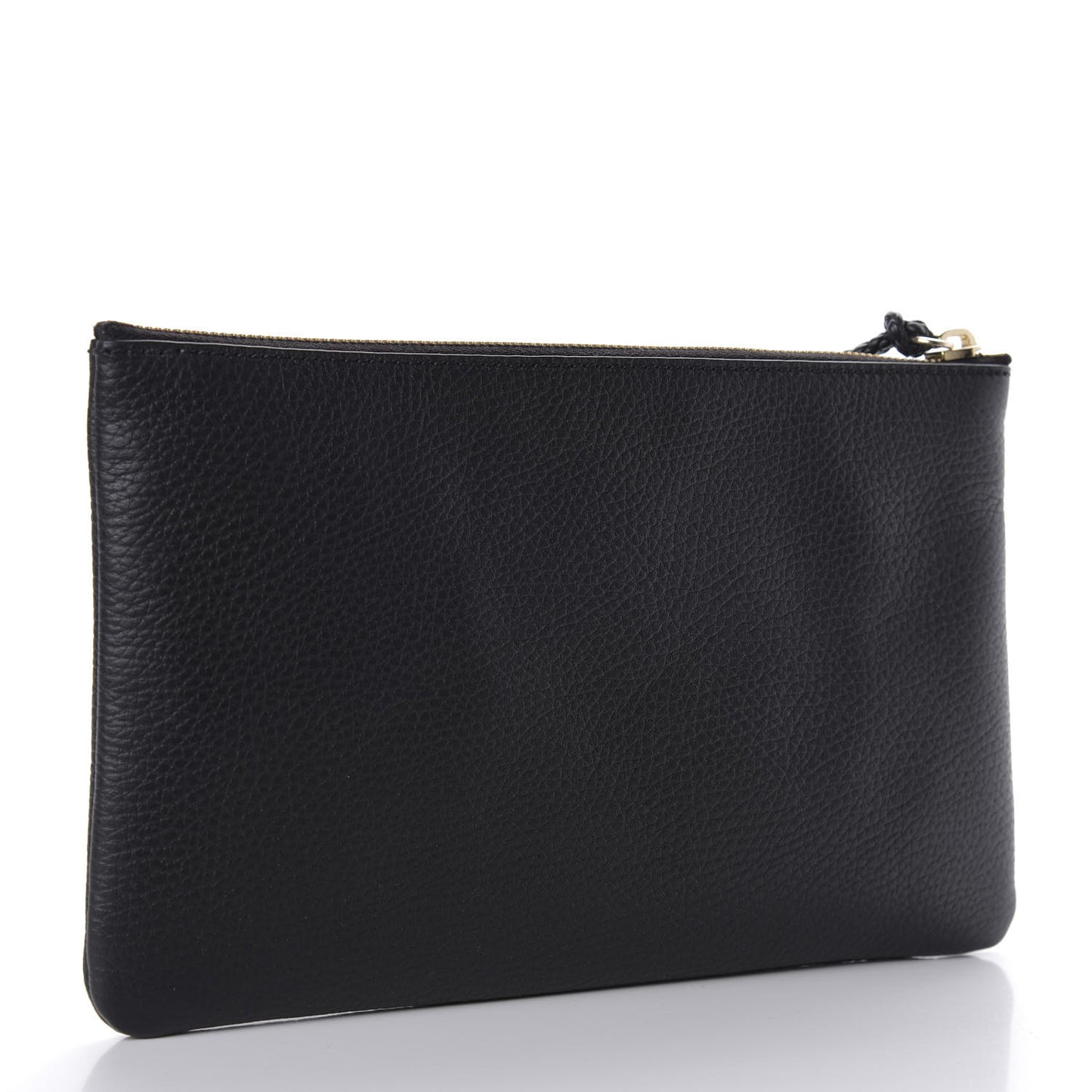 Pebbled Calfskin Large Bamboo Clutch Black
