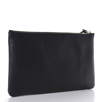 Gucci Pebbled Calfskin Large Bamboo Clutch Black 3 of 7