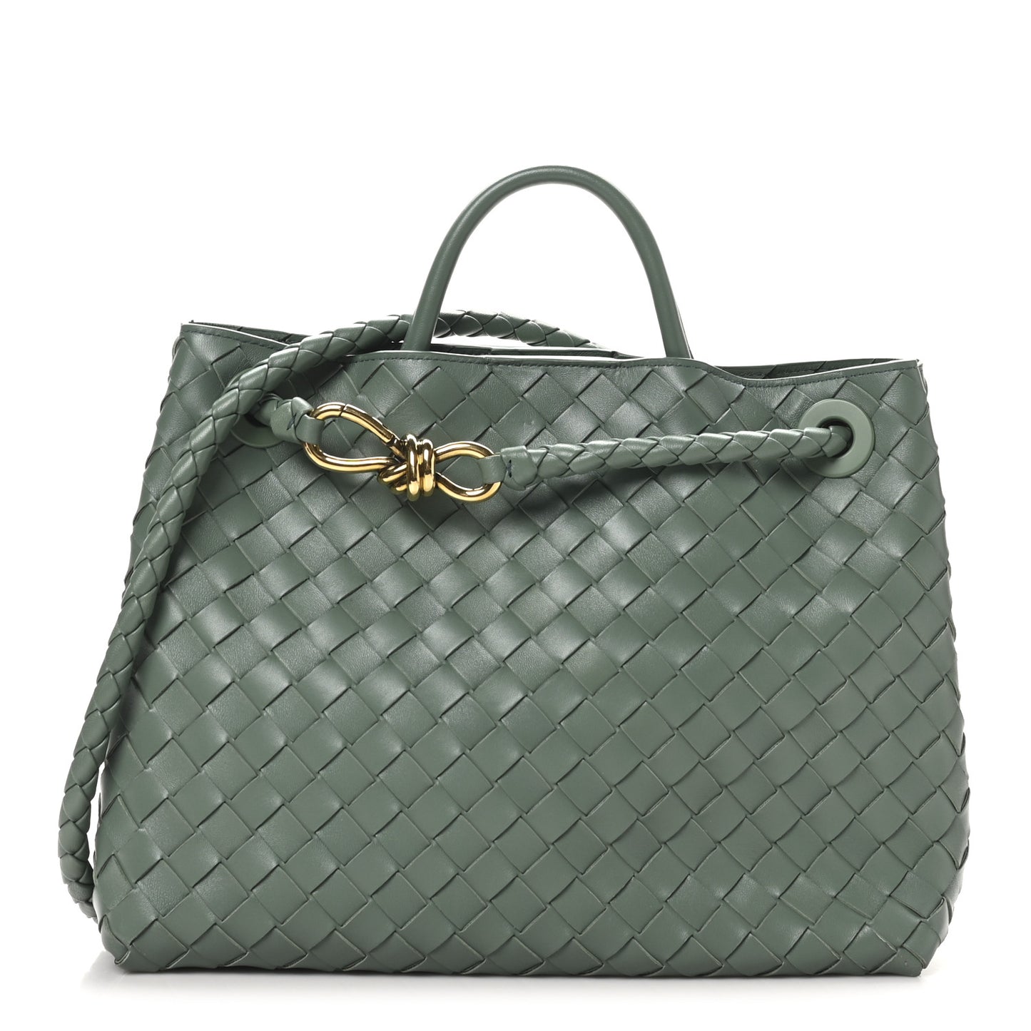 Nappa Intrecciato Medium Andiamo Shoulder Bag Aloe
