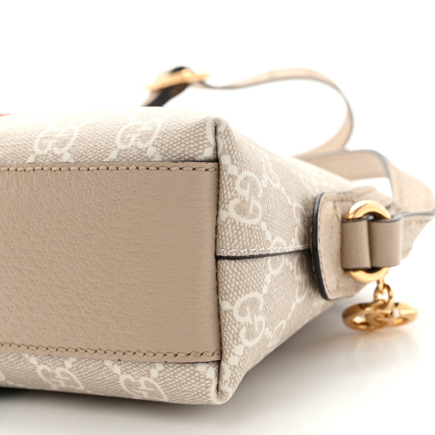 GG Supreme Monogram Textured Dollar Calfskin Web Small Ophidia Dome Shoulder Beige Mystic White Oatmeal