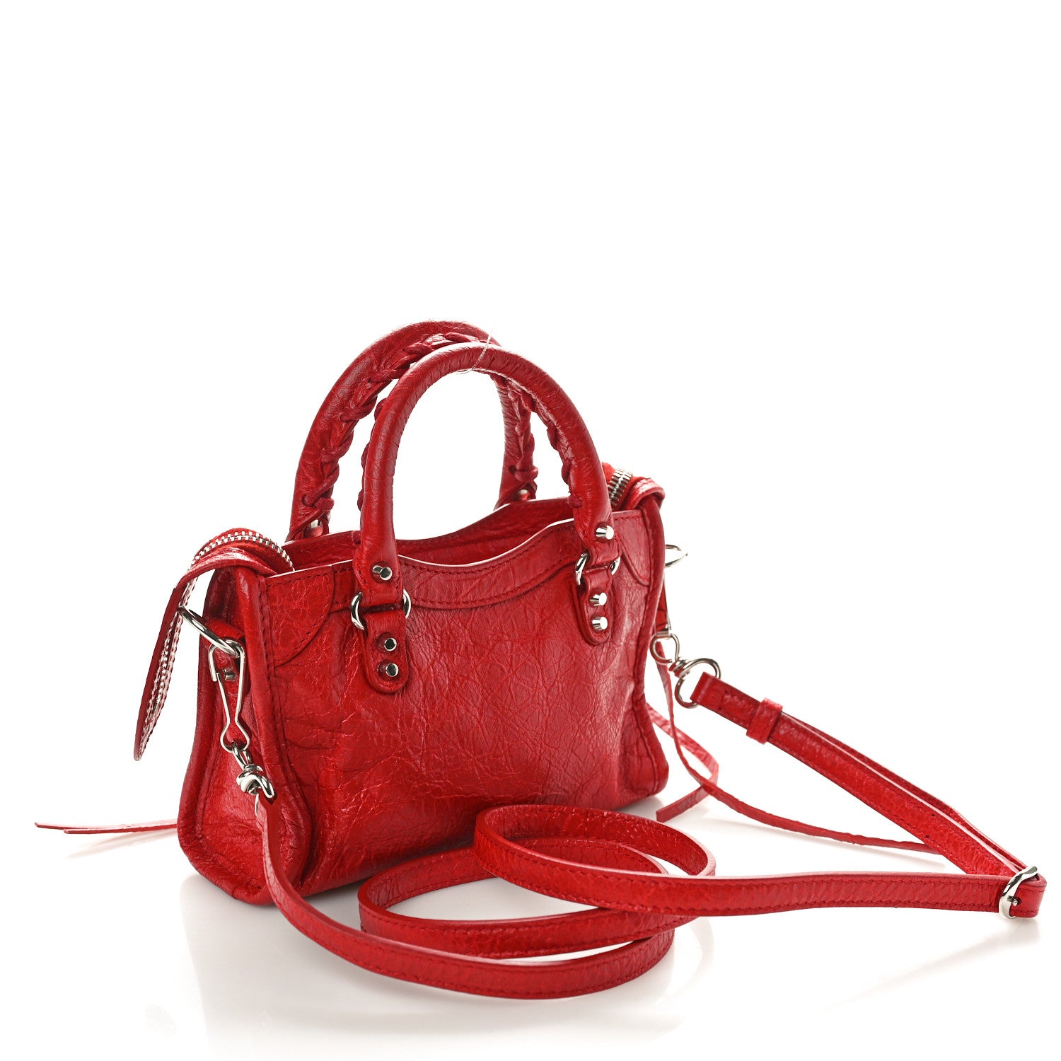Balenciaga Agneau Classic Silver Hardware Nano City Rouge Groseille 4 of 11