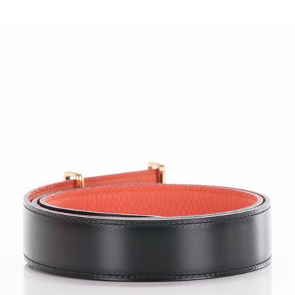 Hermes Box Togo 32mm Idem H Belt 85 Black Orange 3 of 6
