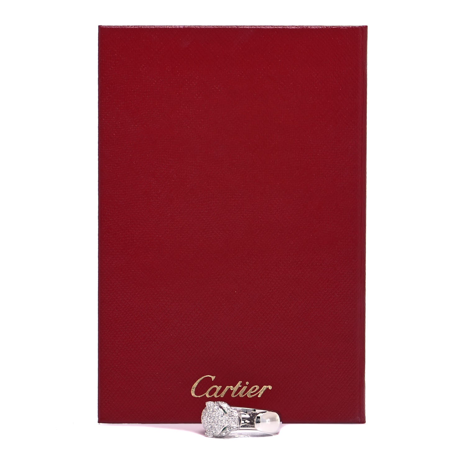 Cartier 18K White Gold Diamond Black Onyx Emerald Panthere De Cartier Ring 54 7 7 of 7