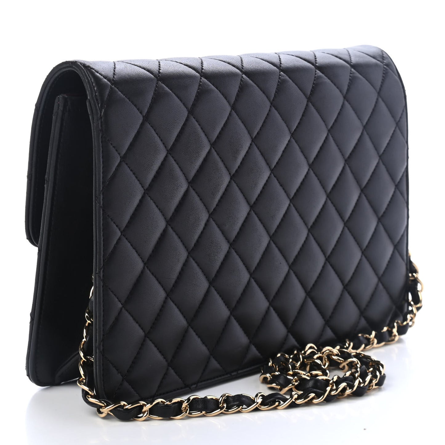 Lambskin Quilted Medium Single Flap Black