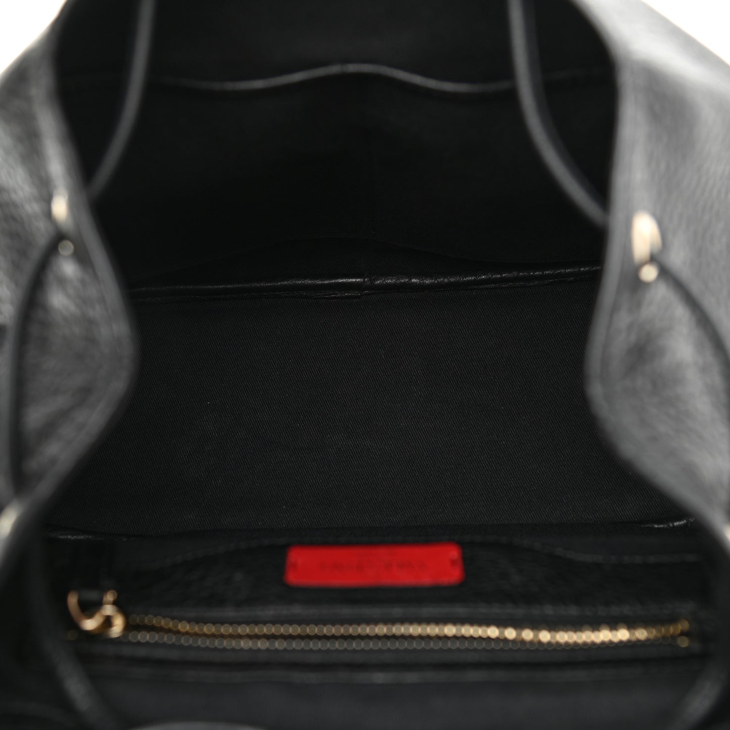 Pebbled Calfskin Rockstud Double Pocket Backpack Black