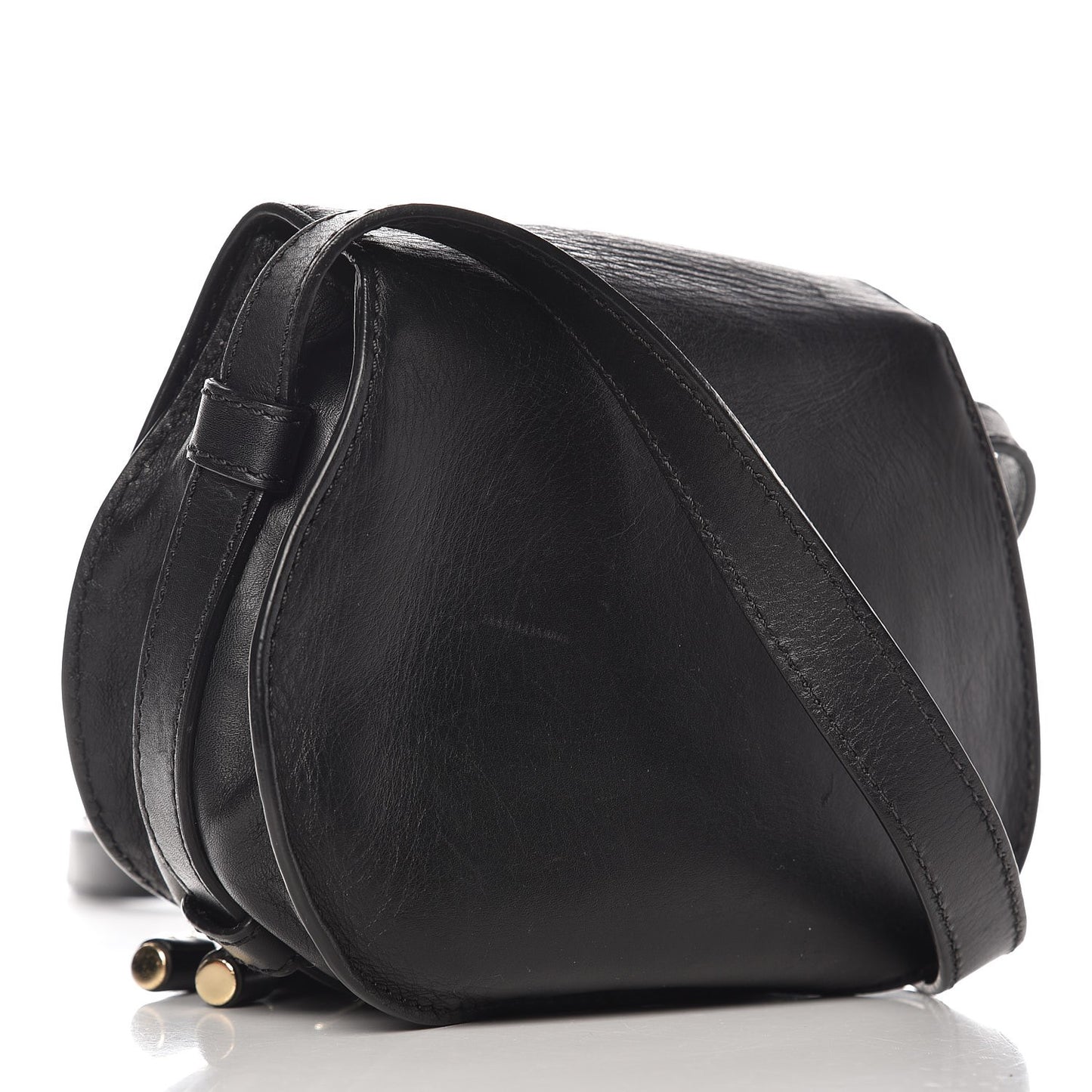Calfskin Mini Marcie Metal Bar Trim Crossbody Bag Black