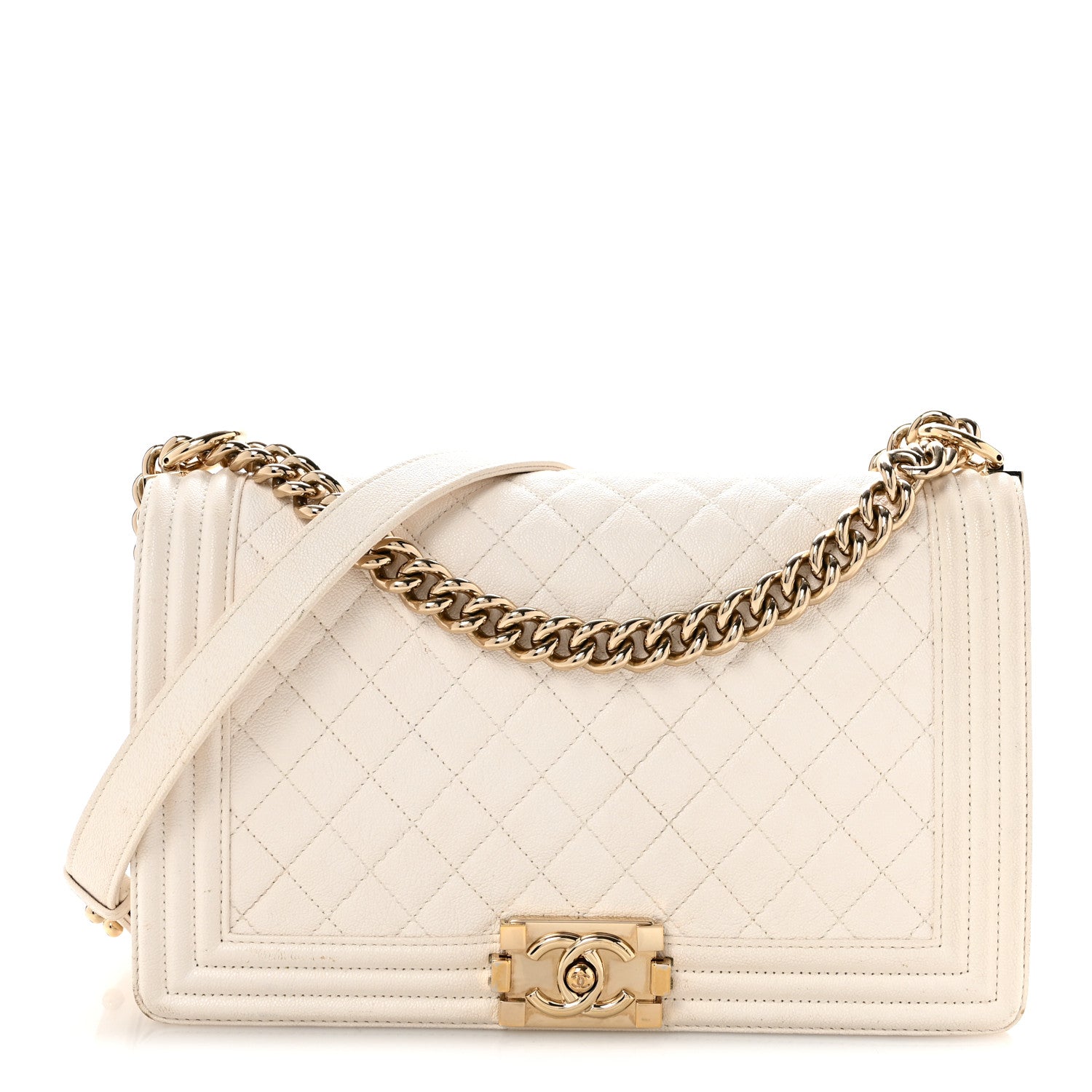 Chanel Caviar Quilted New Medium Boy Flap White 1 of 14