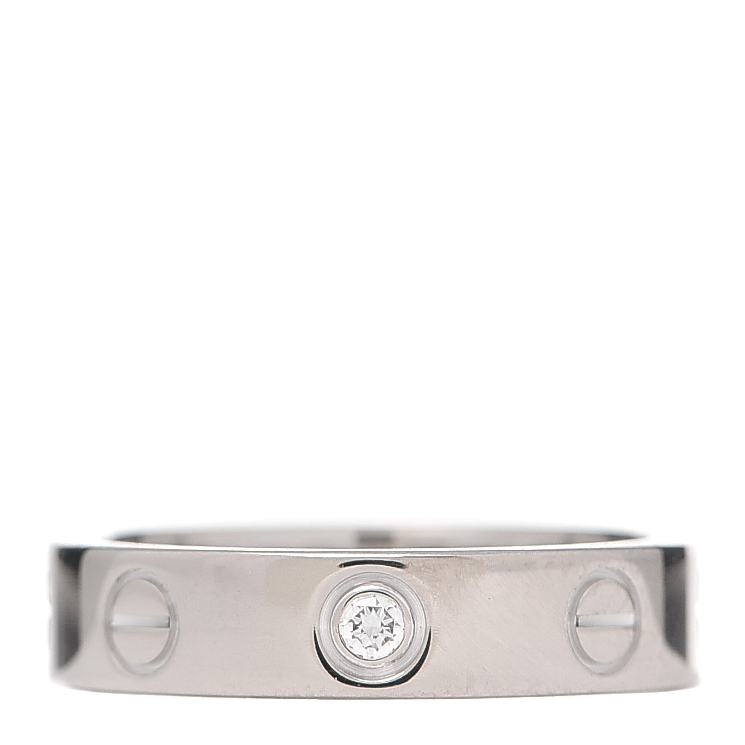 Cartier 18K White Gold Diamond 4mm LOVE Wedding Band Ring 47 4 1 of 4