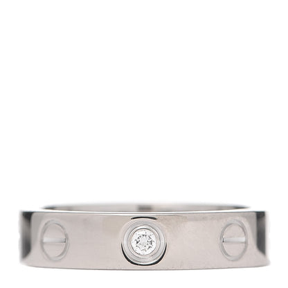 Cartier 18K White Gold Diamond 4mm LOVE Wedding Band Ring 47 4 1 of 4