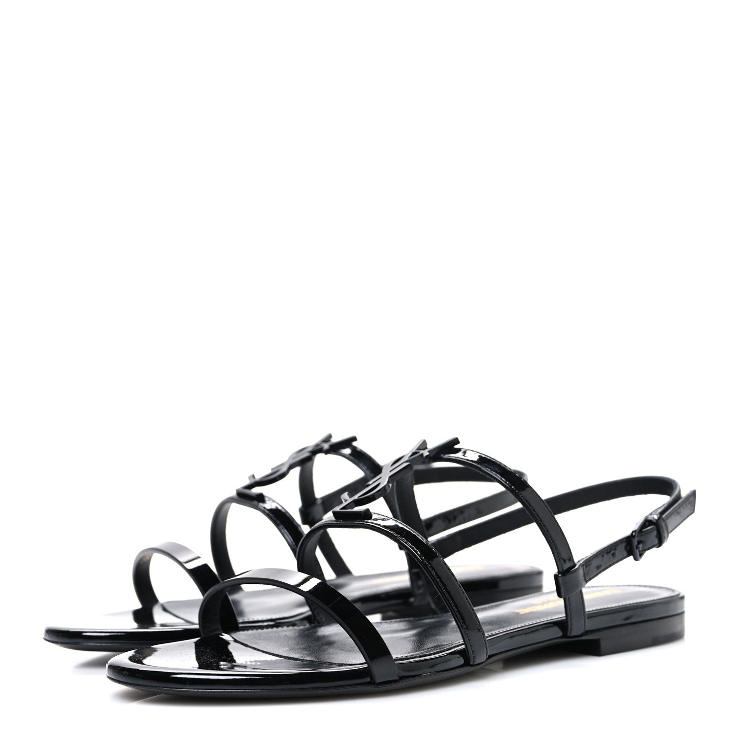 Saint Laurent Patent Calfskin Cassandra Monogram Sandals 35 Black 4 of 11