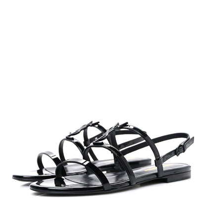 Saint Laurent Patent Calfskin Cassandra Monogram Sandals 35 Black 4 of 11