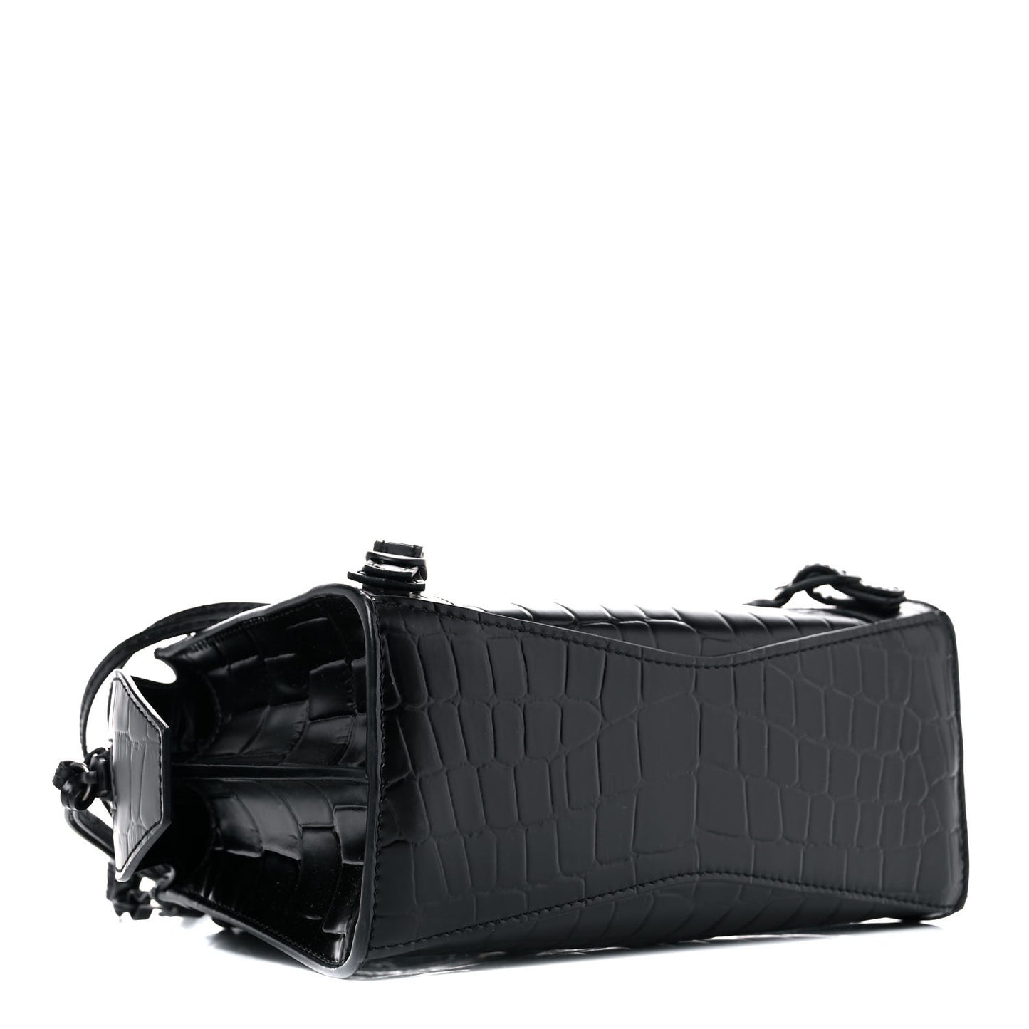 Semi Shiny Calfskin Crocodile Embossed Neo Classic Black Hardware Mini City Black
