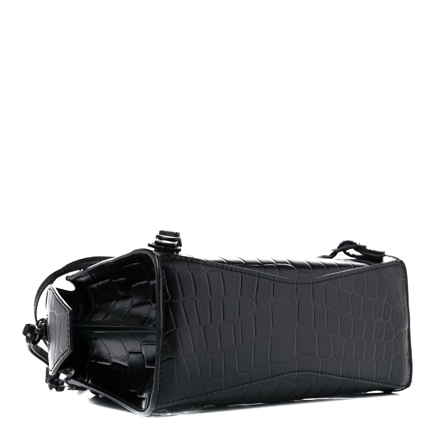 Balenciaga Semi Shiny Calfskin Crocodile Embossed Neo Classic Black Hardware Mini City Black 4 of 10