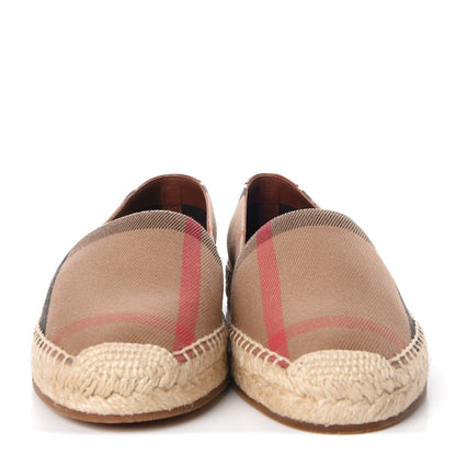 Burberry Canvas House Check Hodgeson Espadrille Flats 37 Dark Tan 2 of 10