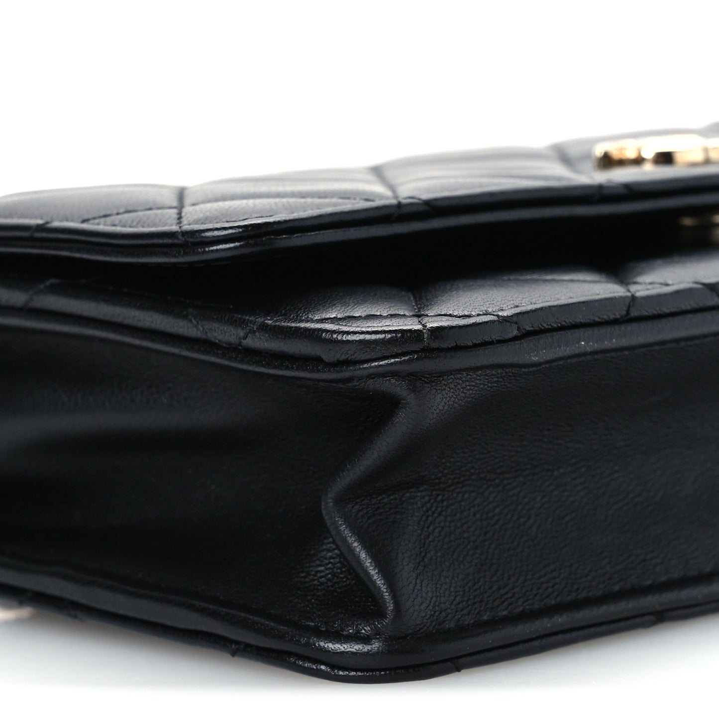 Lambskin Quilted Coco Charms Wallet On Chain Black