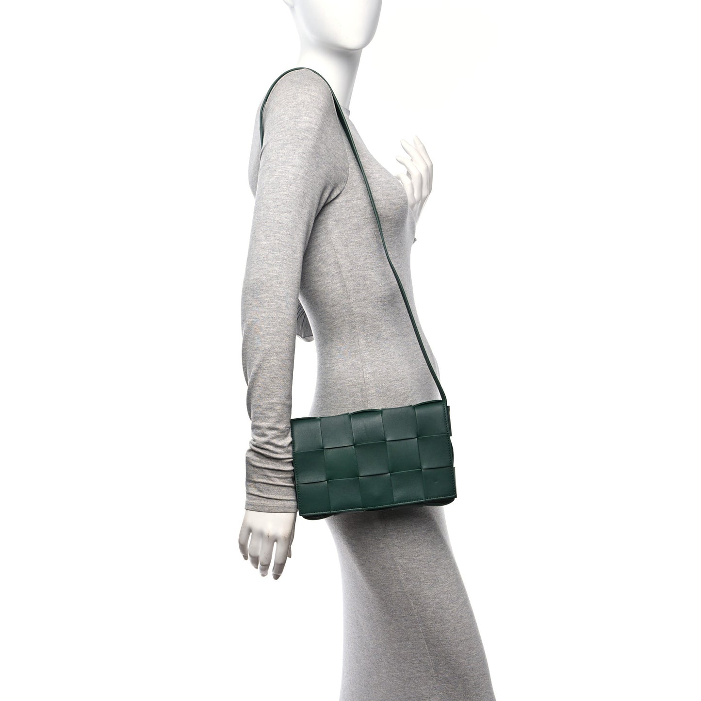 Lambskin Maxi Intrecciato Cassette Crossbody Bag Raintree Green