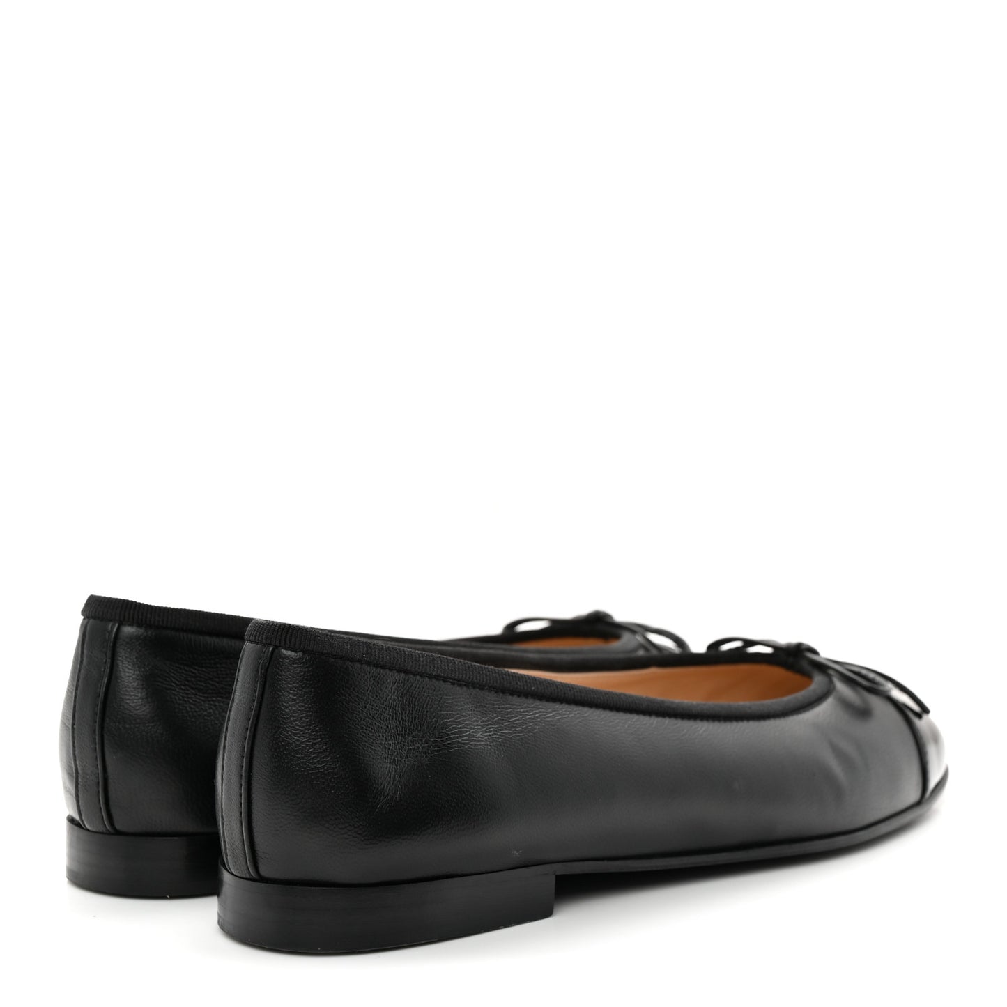Lambskin Patent Cap Toe Ballerina Flats 37.5 Black