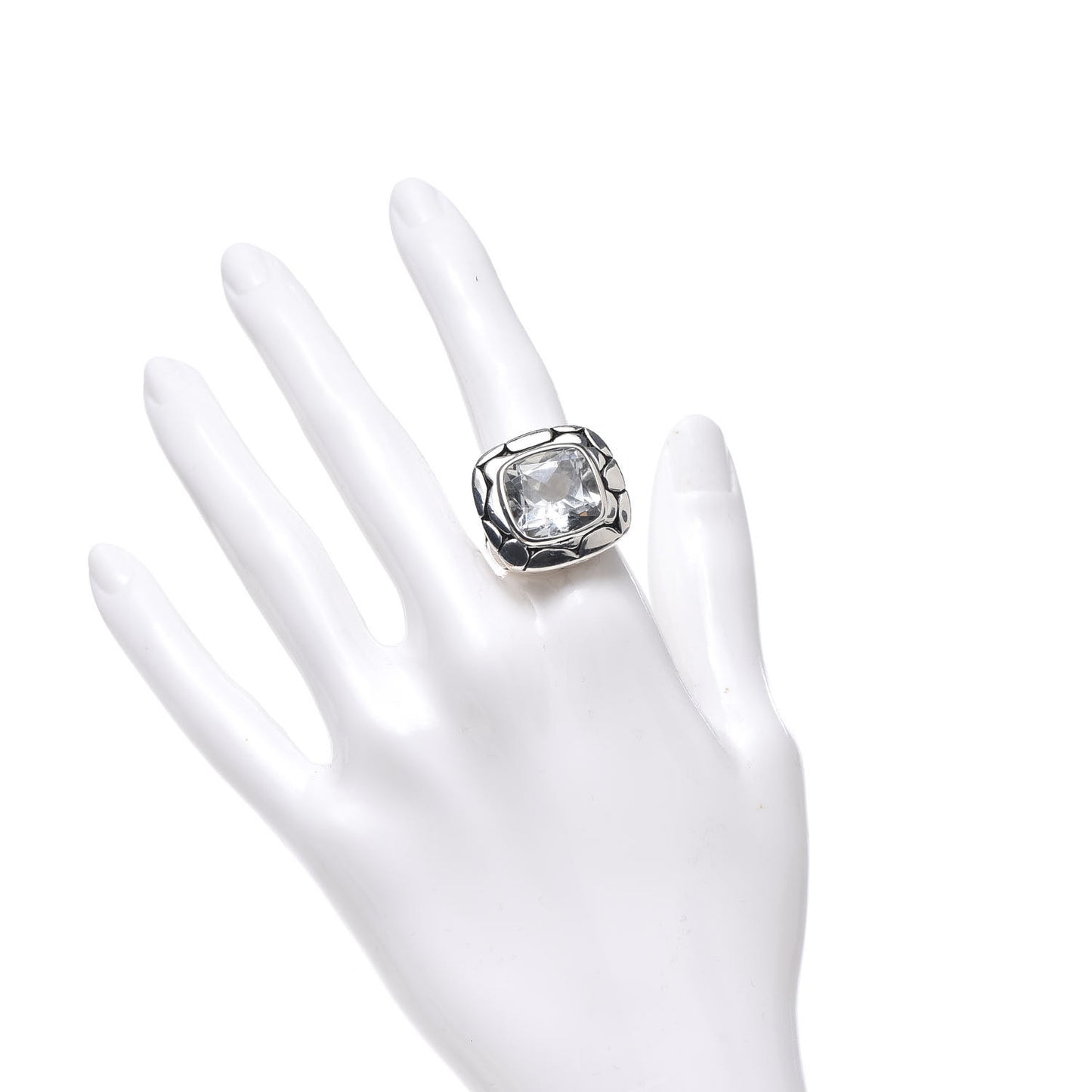Sterling Silver White Topaz Batu Kali Square Ring 54 6.75