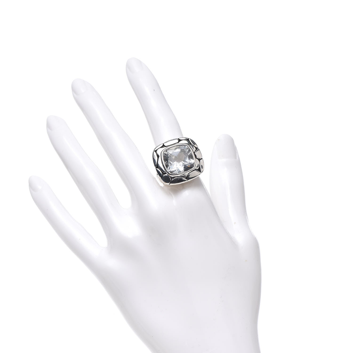 John Hardy Sterling Silver White Topaz Batu Kali Square Ring 54 6.75 2 of 5