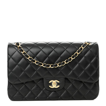 Chanel Lambskin Quilted Jumbo Double Flap Black 1 of 11