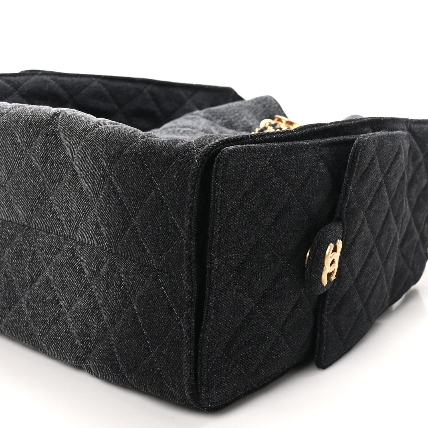 Chanel Washed Denim Quilted Medium Chanel 25 Handbag Black 11 of 12