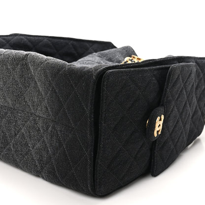 Chanel Washed Denim Quilted Medium Chanel 25 Handbag Black 11 of 12