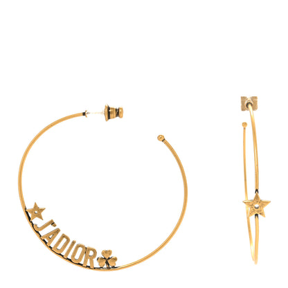 Christian Dior Metal J Adior Hoop Earrings Aged Gold 1 of 4