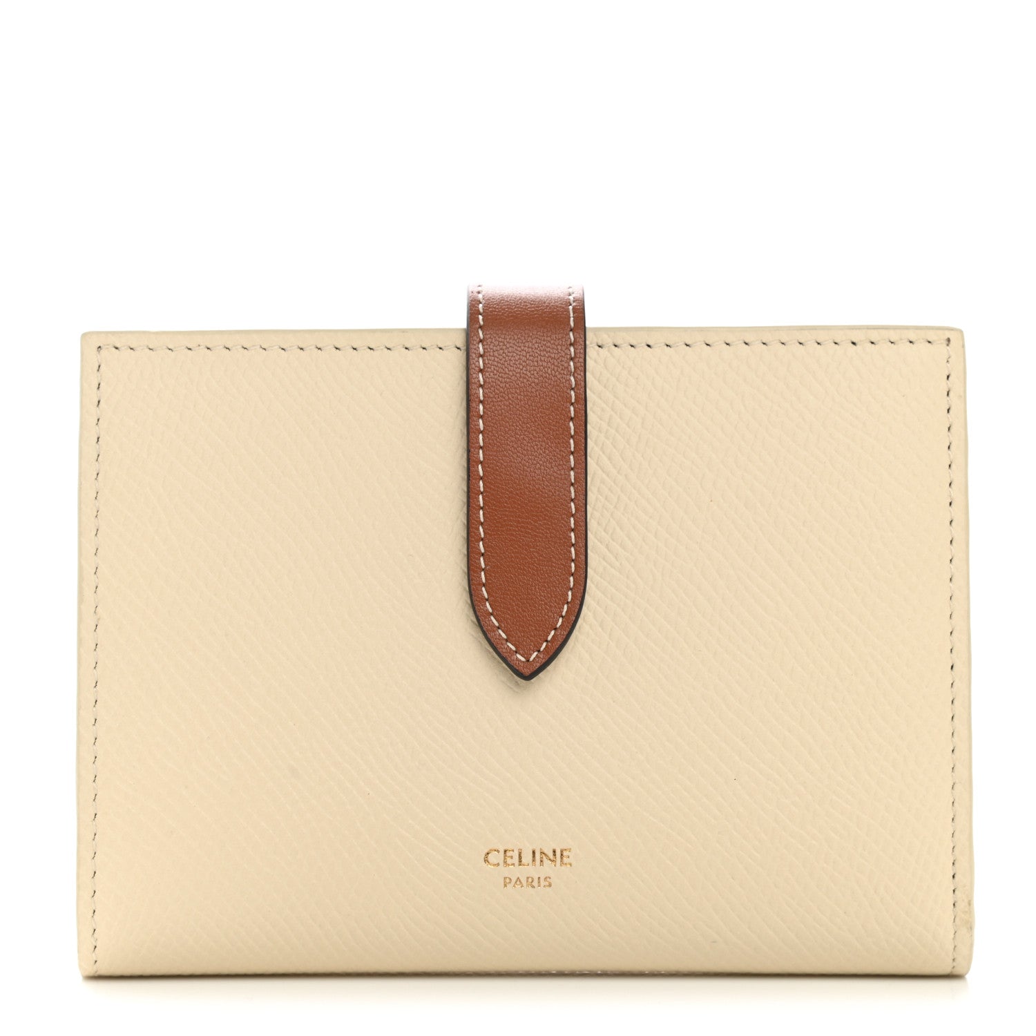 Celine Grained Calfskin Medium Multifunction Strap Wallet Ivory Tan 1 of 7