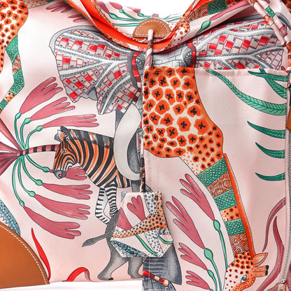Hermes Silk La Marche Du Zambeze SilkyCity 33 PM Bag Rose Pale Rouge Vert 10 of 10