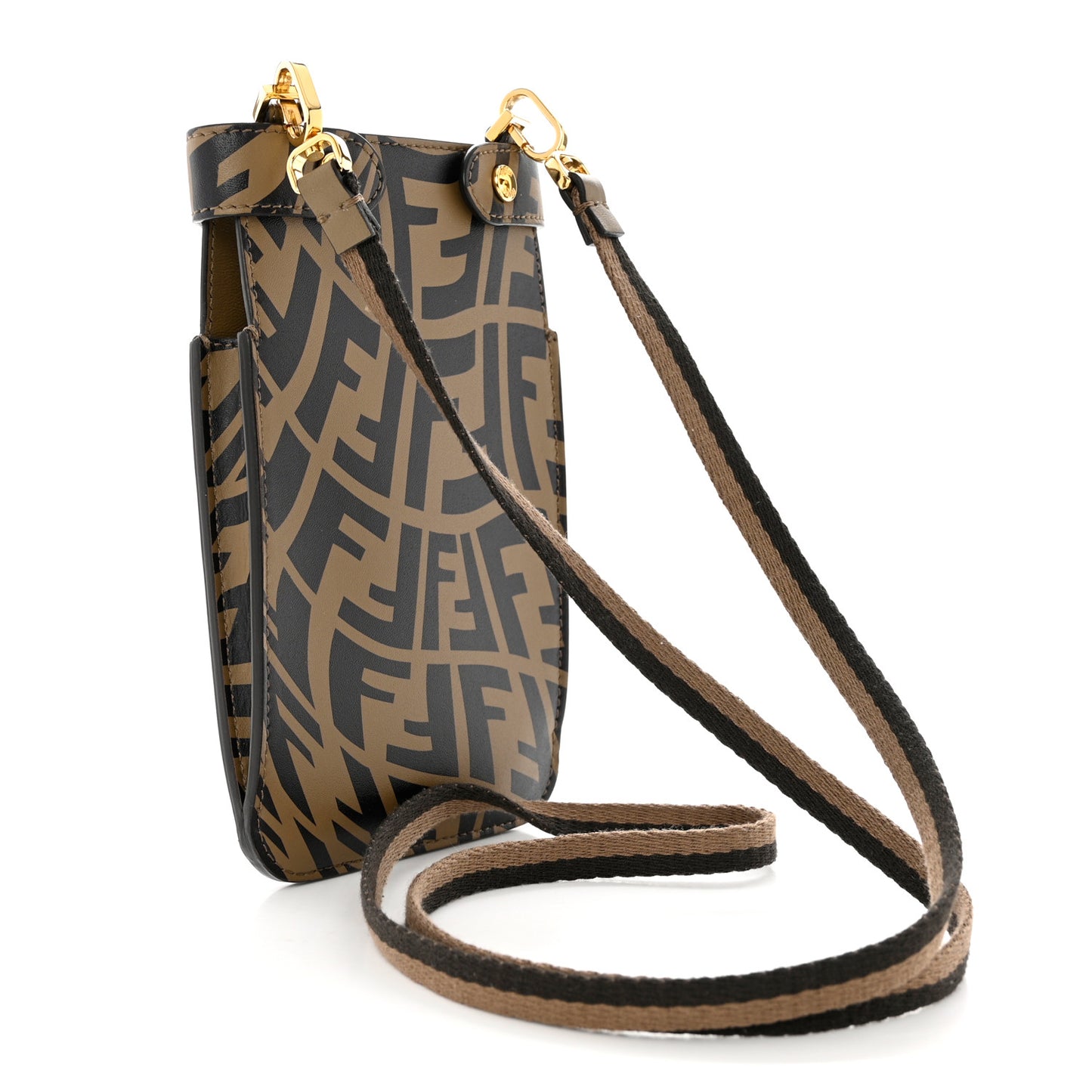 X SARAH COLEMAN Vitello Liberty Shiny Nappa FF Vertigo Peekaboo Phone Pouch Fango Maya Black