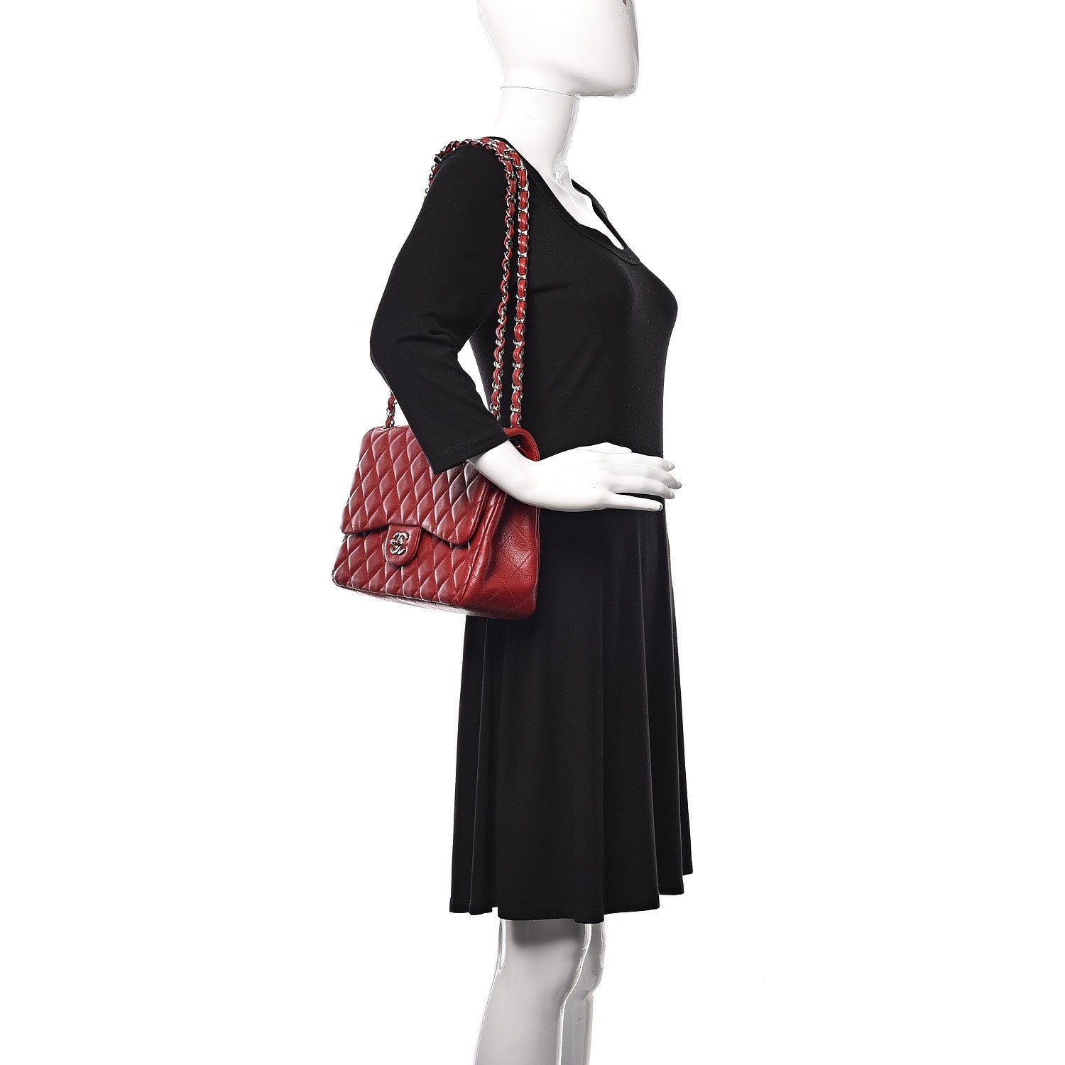 Chanel Caviar Quilted Jumbo Double Flap Red 2 of 10