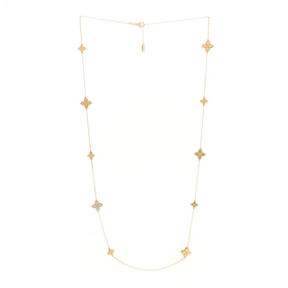 Roberto Coin 18K Yellow Gold Diamond Princess Flower Station Necklace 3 of 4