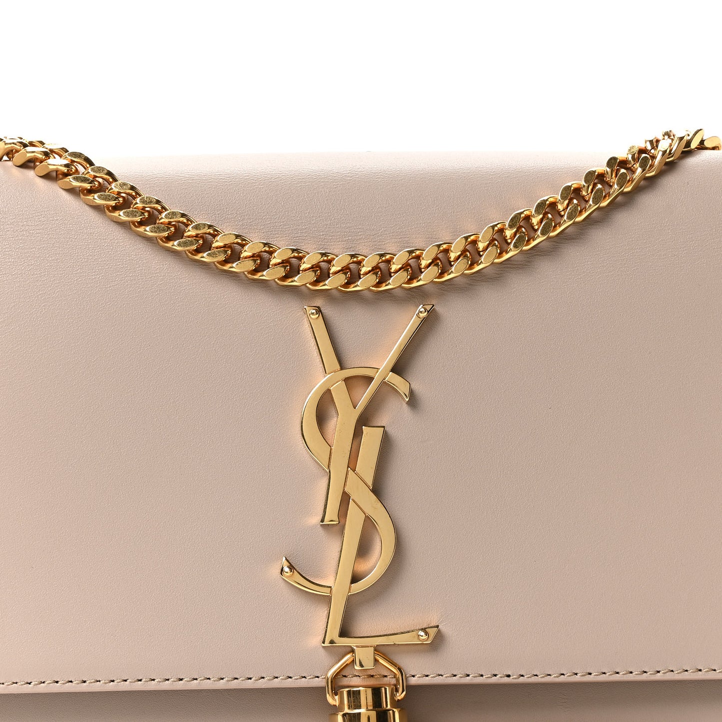 Smooth Calfskin Small Classic Monogram Kate Tassel Satchel Light Natural