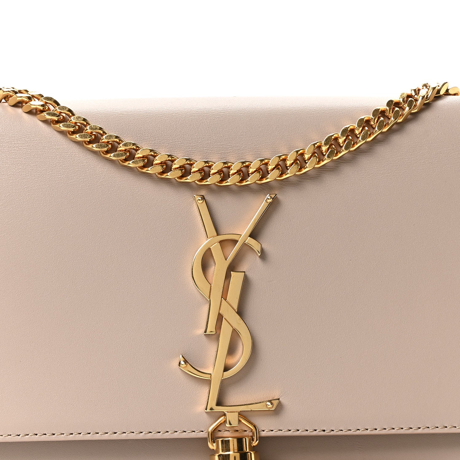 Saint Laurent Smooth Calfskin Small Classic Monogram Kate Tassel Satchel Light Natural 7 of 9