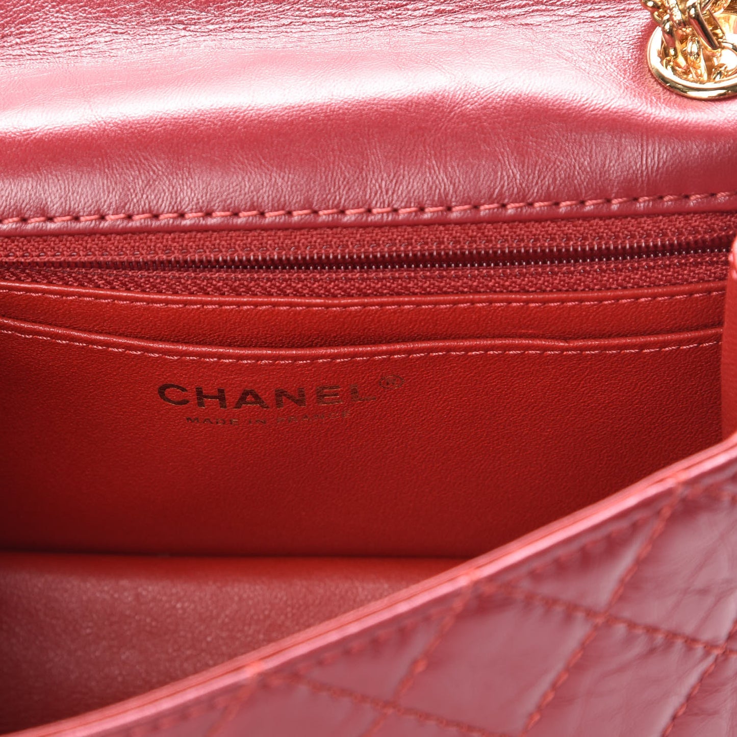 Aged Calfskin Quilted 2.55 Reissue Mini Flap Red