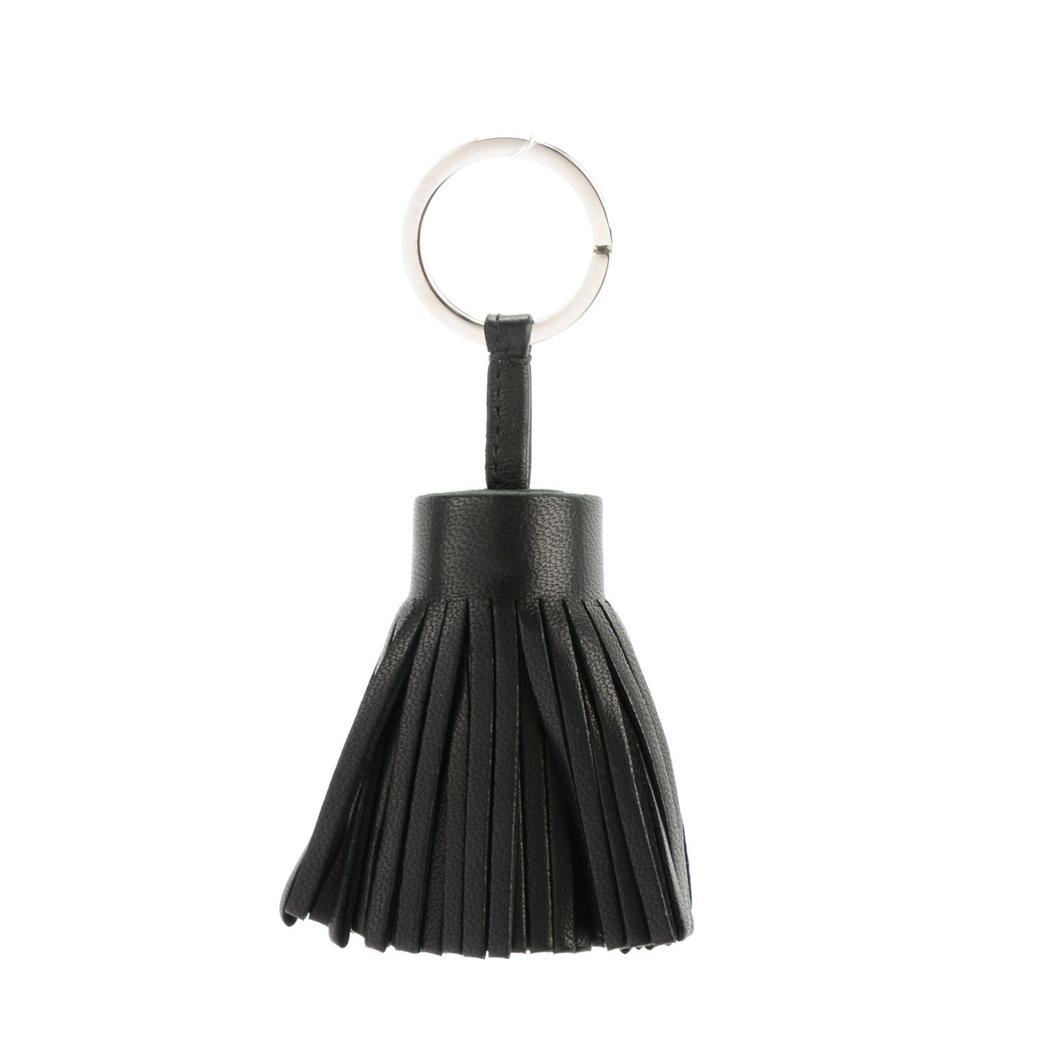 Hermes Lambskin Carmen Tassel Key Holder Black 1 of 5