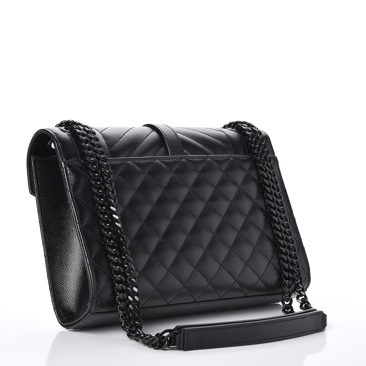 Grain De Poudre Textured Mixed Matelasse Triquilt Medium Monogram Satchel Black