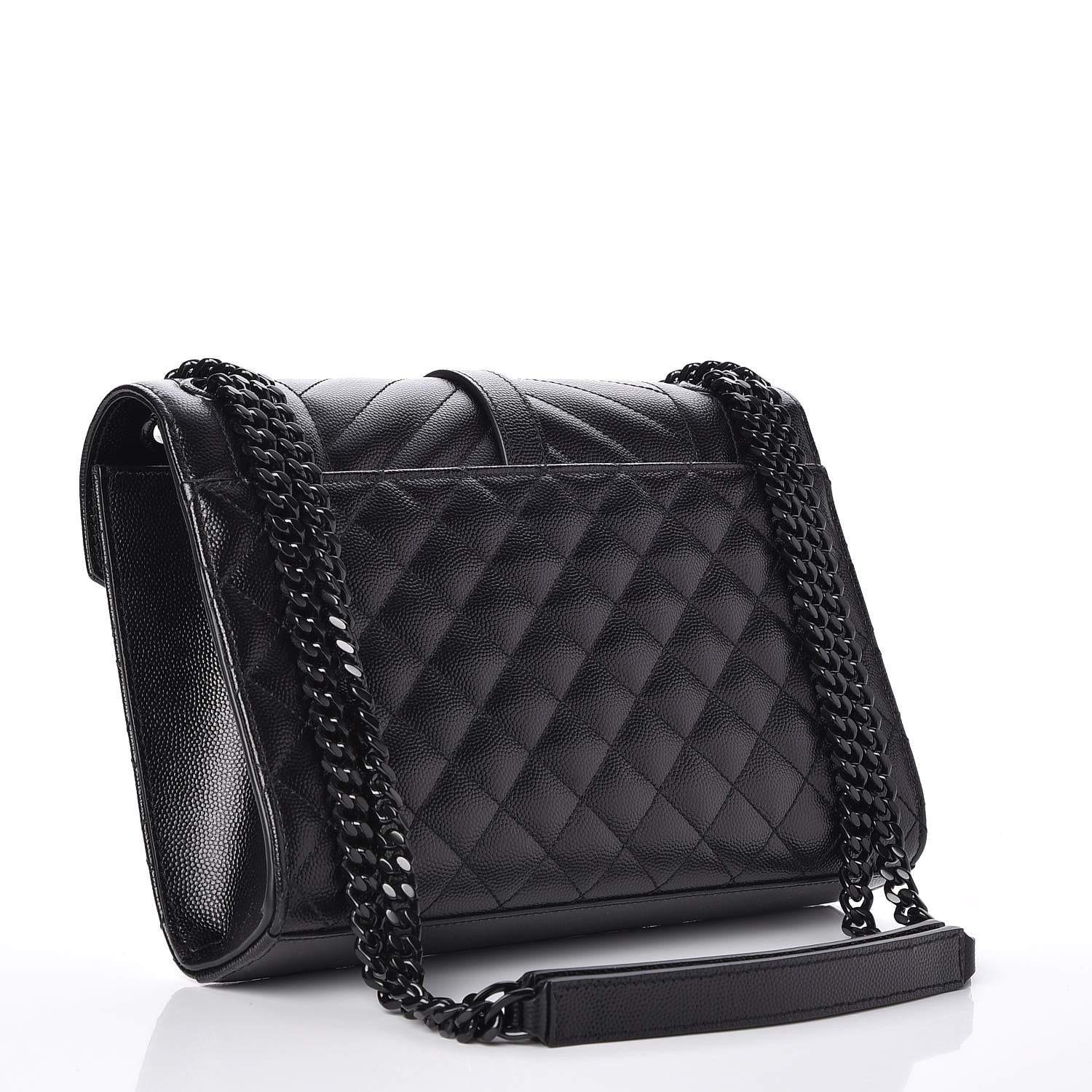 Saint Laurent Grain De Poudre Textured Mixed Matelasse Triquilt Medium Monogram Satchel Black 3 of 8