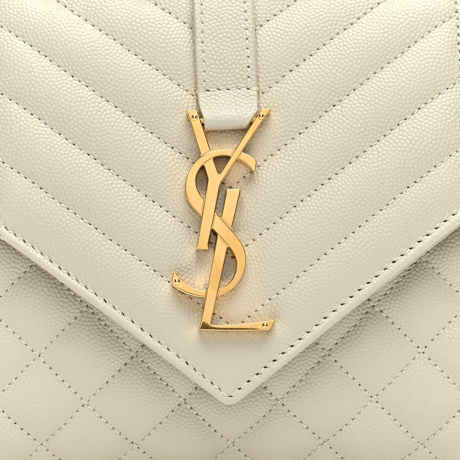 Saint Laurent Grain De Poudre Textured Mixed Matelasse Medium Triquilt Monogram Satchel Crema Soft 7 of 9