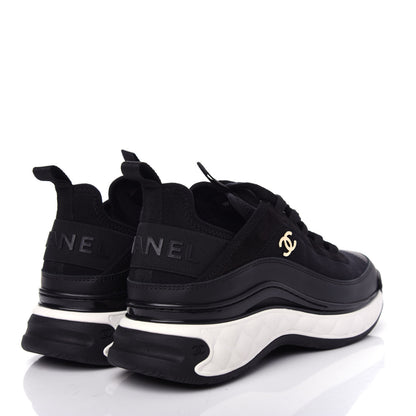 Chanel Velvet Calfskin Mixed Fibers CC Sneakers 37 Black 4 of 11