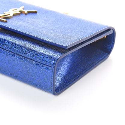 Saint Laurent Metallic Calfskin Medium Classic Monogram Kate Satchel Blue Royal 9 of 9