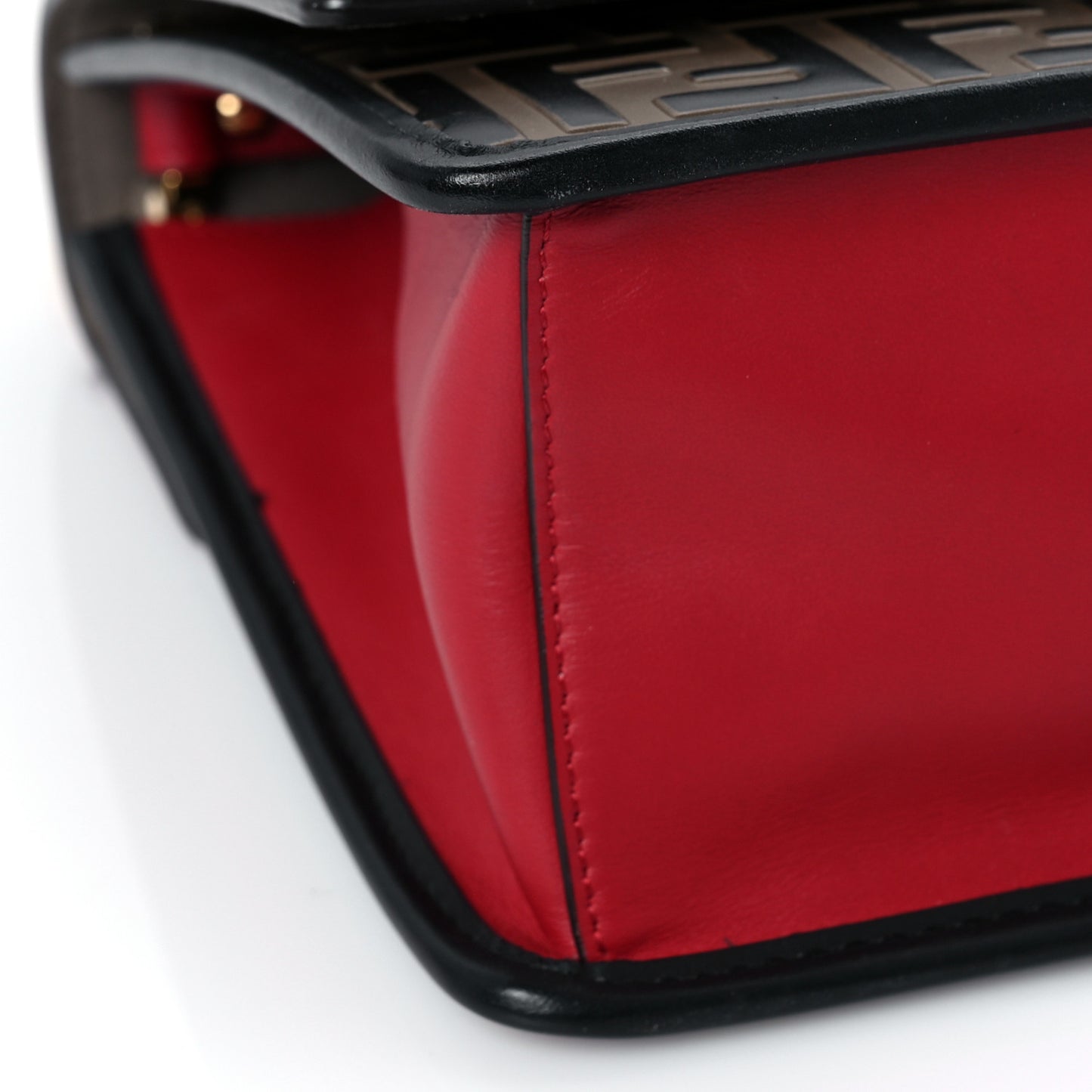 Vitello Century F is Fendi Bi-Color FF 1974 Embossed Kan I Shoulder Bag Fragola Maya Black